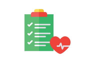 Kalp, Kontrol Listesi Vektör Düz Simgesi ile İlaç Denetimi Listesi