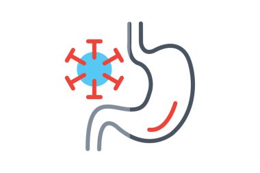 Mide, enfeksiyon, Sindirim Sistemi Vektörü Düz Simgesi