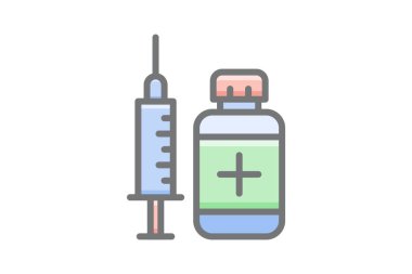 pills bottle with syringe awesome fill icon