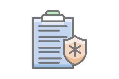 protective file, shield vector color line icon