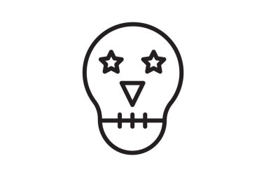 line halloween scary skull icon isolated on white background. vector party or trick