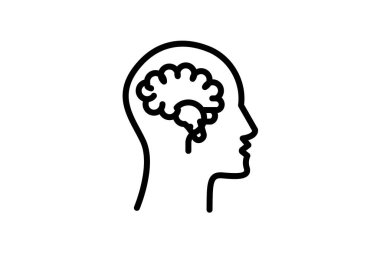 head human with brain line icon, vector illustration
