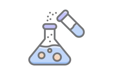laboratory flask with liquid icon vector design