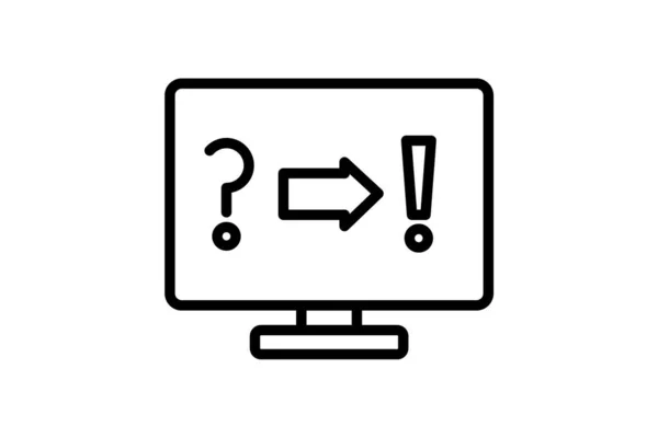 Vraag Computer Screens Human Resource Vector Line Icon — Stockvector