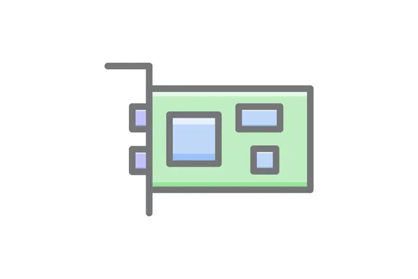 Lan Card Graphic Card Awesome Fill Icon — Stockvector