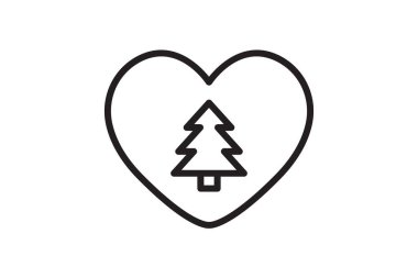 heart with pine tree outline icon