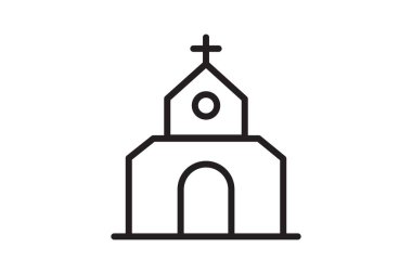 christian church thin line icon, vector illustration, church sign