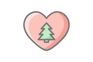 pine forest christmas tree icon in flat style