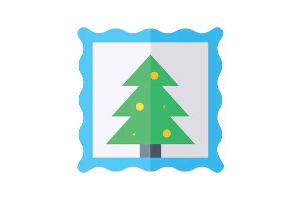 Christmas Tree Pine Cones Flat Style Icon — Stock Vector