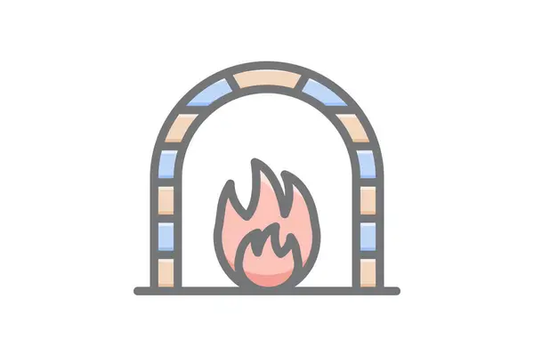 Fireplace Filled Outline Icon Line Vector Sign — Stock vektor