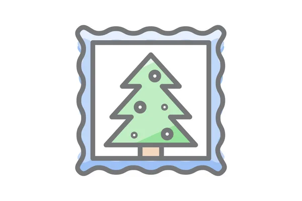 Christmas Tree Icon Color Outline Vector —  Vetores de Stock