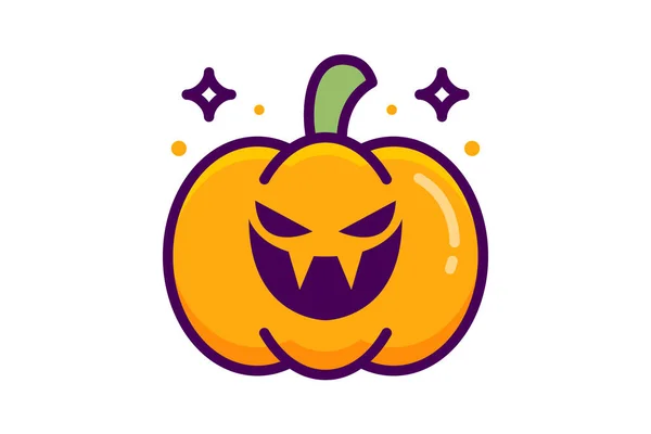 Gruselige Halloween Kürbisse Lineale Farbskizze Icons Pack — Stockvektor
