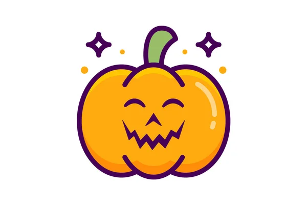 Zucche Spaventose Halloween Confezione Icone Con Contorno Colore Lineare — Vettoriale Stock