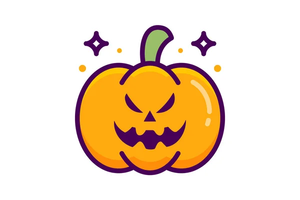 Effrayant Halloween Citrouilles Ligne Contour Couleur Icônes Pack — Image vectorielle