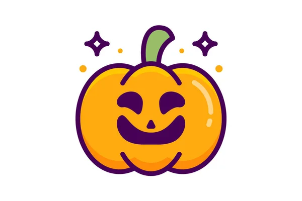 Scary Hallow Calabaza Lineal Color Esquema Icono — Vector de stock