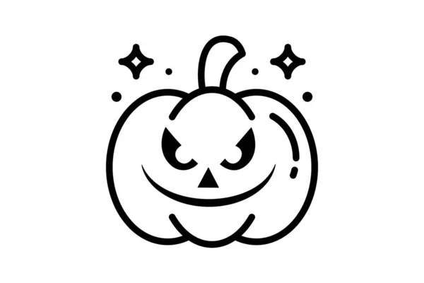 Scary Hallow Pumpkin Black Outline Icon — Stock Vector