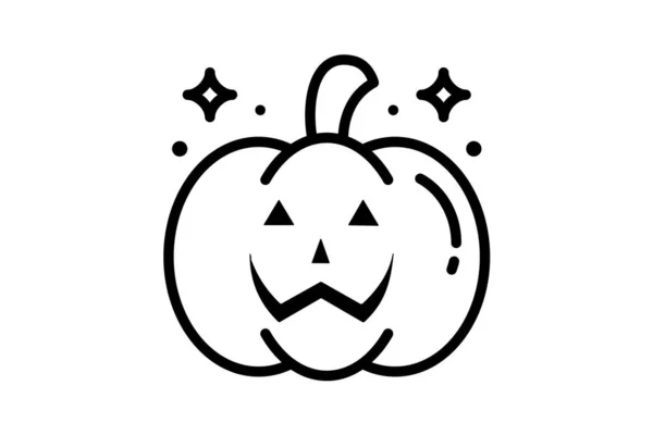 Scary Hallow Pumpkin Black Outline Icône — Image vectorielle