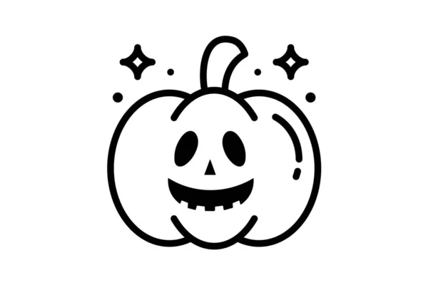 Scary Hallow Pumpkin Black Outline Icône — Image vectorielle