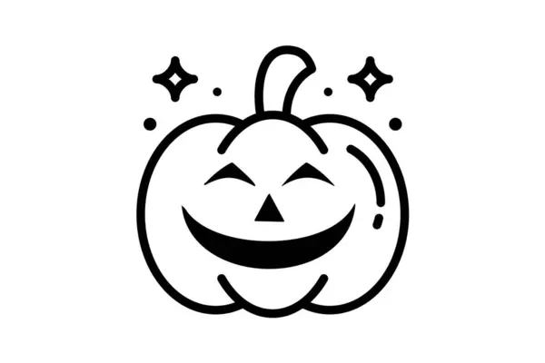 Straszny Hallow Pumpkin Czarny Zarys Ikona — Wektor stockowy