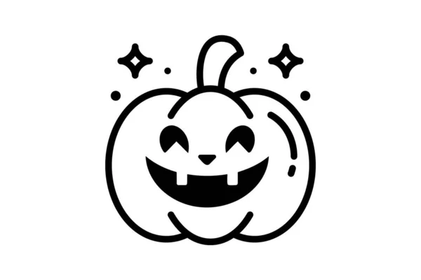 Scary Hallow Pumpkin Black Outline Icon — 스톡 벡터