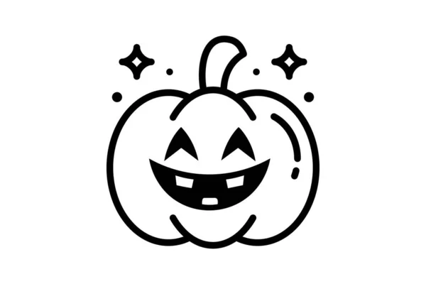 Straszny Hallow Pumpkin Czarny Zarys Ikona — Wektor stockowy