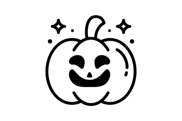Scary Hallow Pumpkin Black Outline Icon — Stock Vector
