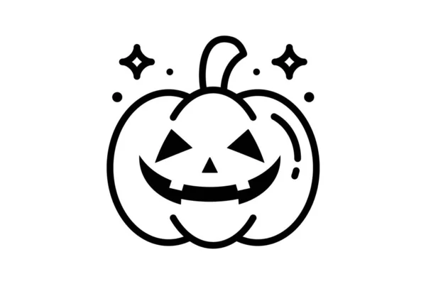 Scary Hallow Pumpkin Black Outline Icon — 스톡 벡터