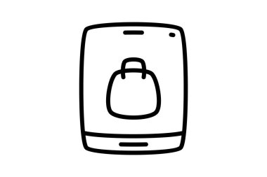 Alışveriş poşeti çizgisi simgesi