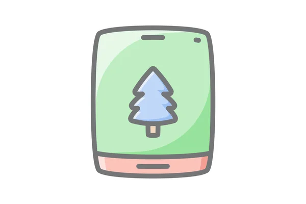 Weihnachtsbaum Awesome Lineal Icon — Stockvektor