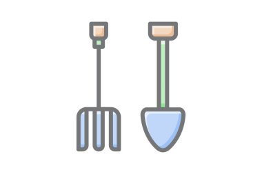 HarvestGard Çatalı ve Trowel Vektörü Muhteşem Simgeyi Doldur