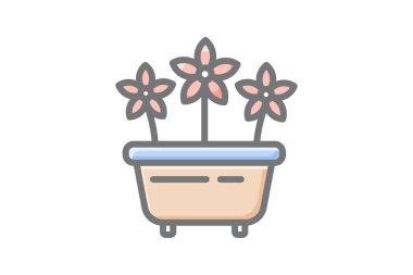 Büyüleyici Çiçek Saksı Vektörü Muhteşem Doldur Simgesi