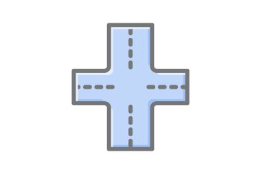 Yönlendirme Kavşağı ve Kesişen Yollar Vektör Çizgisi Simgesi