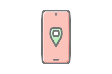 Devam Eden Navigasyon ve Konum İzleme Vektörü Satır Simgesi