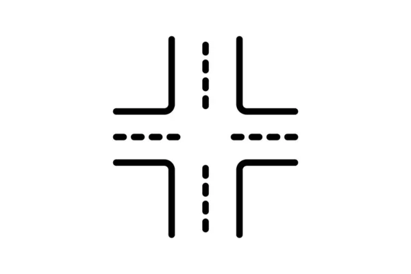 Navegando Intersecção Crossroads Vector Line Icon — Vetor de Stock