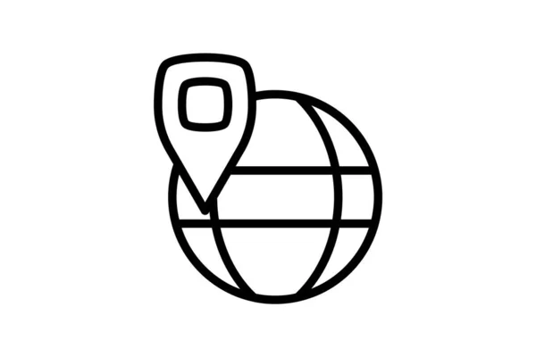 Marcação Locais Todo Mundo Vector Line Icon — Vetor de Stock