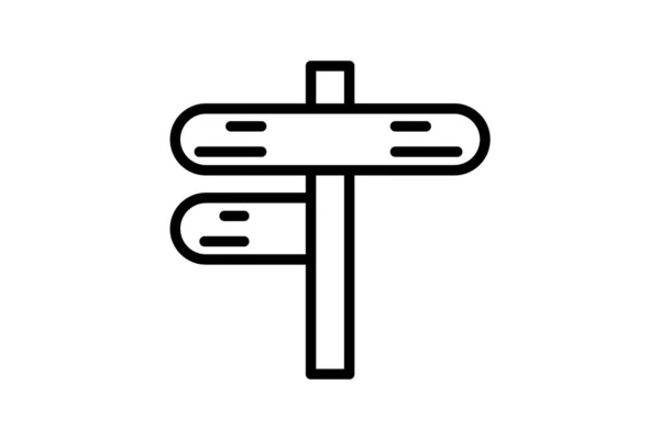 Poteaux Direction Embarquement Icône Vectorielle Style Ligne Conseil Entièrement Modifiable — Image vectorielle