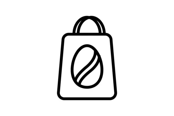 Shopping Bag Egg Easter Vector Line Icon — Stock Vector