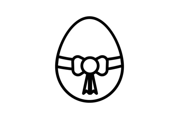 リボン リボン ベクター ライン アイコンが付いているイースターの卵 — ストックベクタ