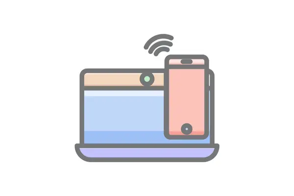 Ноутбук Мобильный Телефон Вектор Сигнала Awesome Икона — стоковый вектор