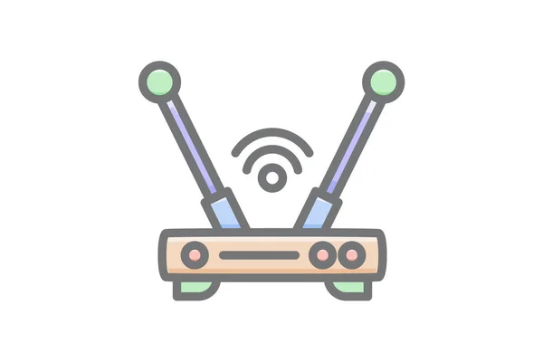 Router Wifi Internet Vector Impressionante Icona — Vettoriale Stock