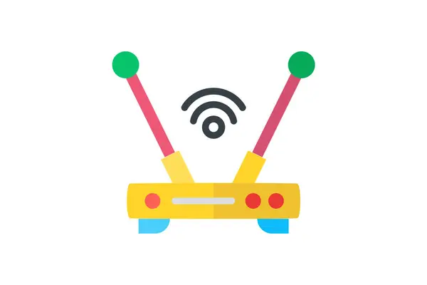 Router Wifi Internet Vector Icona Piatta — Vettoriale Stock