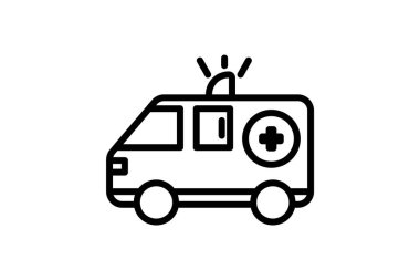 Ambulans, Acil Servis, Tıbbi Vektör Hattı Simgesi