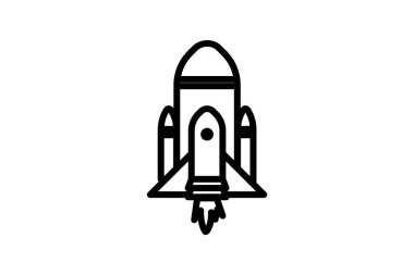 Roket, Uzay Seyahati, Uzay Aracı Vektör Satırı Simgesi