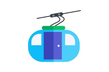 Kablo Araba, Gondol, Dağ Taşıyıcı Vektörü Düz Simge