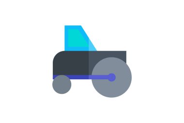 Road Roller, Consturction Aracı, Road Vector Düz Simgesi