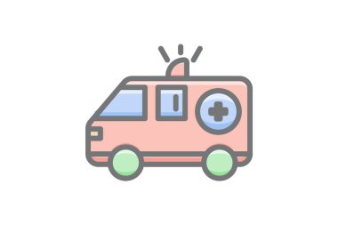 Ambulans, Acil, Tıbbi Vektör Muhteşem Doldur Simgesi