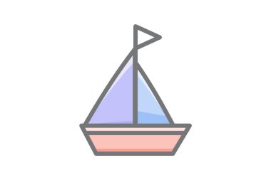 Yelkenli Gemi, Tekne, Denizsel Vektör Muhteşem Doldur Simgesi