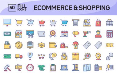 Ticaret ve Alışveriş Rengi Taslak Simgeleri Vol 3 Paketi