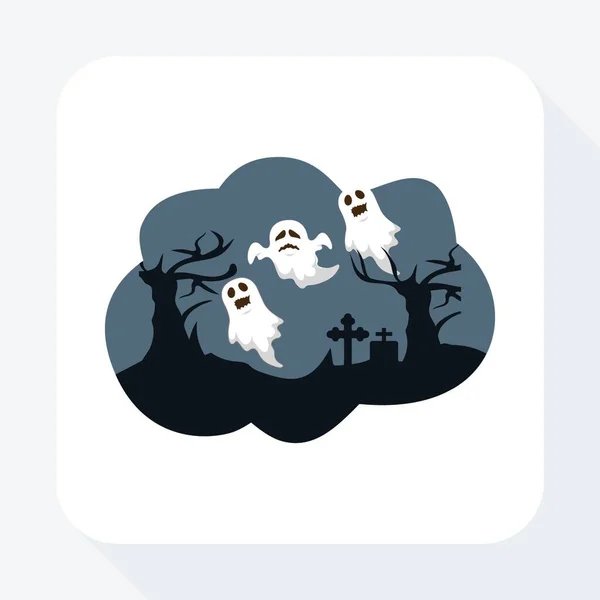 Chilling Halloween Ghost Icon — Stock Vector