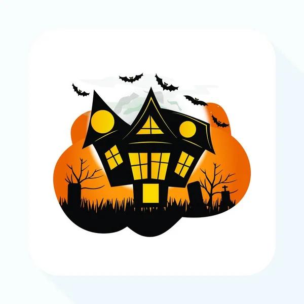 Icono Misterioso Halloween Haunted House Iconos — Vector de stock